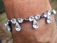 Vintage Danish Diamante 1970s Bohemian bracelet, adjustable