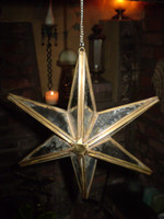 Danish Bohemian antique Brass, Mercury glass Holy Star