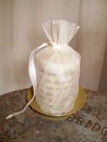 Special Day Wedding Candle, Favour wrapped in Organza plus candle plate