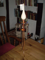 Tall Danish Gold Colour Candlestick, Candle Jewels & Teardrop candle