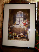 Wake up Santa its Christmas Eve, Designer Bohemian Print in Black Frame with glass