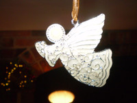 Danish Art Deco Style Pearl Flying Angel Christmas Ornament