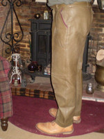 Vintage Leather Unisex Olive Green Trousers, 1980's Neals Leathers London