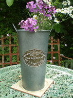 Vintage 1990's French metal Flower Florists Vase Bucket, garden planter