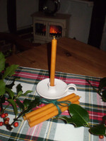 Lovely mini dinner candles with their own victorian style candle holder