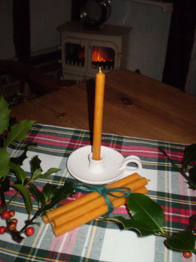 Lovely mini dinner candles with their own victorian style candle holder