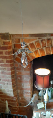 Holy Danish facetted and silver plated angel ornament for Christmas
