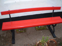 Victorian English railway station bench,architectural salvage,garden reclamation,cast iron and oak