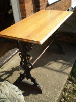 Wonderful Victorian Oak and Cast iron conservatory or garden table,vintage chic,reclamation