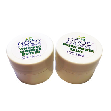 Good Body Products CBD Minis: One .25oz Green Power Salve and one .25oz Whipped Wonder Butter