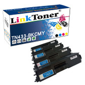 LinkToner TN433 Compatible Toner Cartridge 4 Pack for Brother TN413 TN423 TN433 BK/C/M/Y Laser Photo Printer HL-L8360CDW(T), HL-L9130CDW(T), MFC-L8610CDW, MFC-L8690CDW, MFC-L8900CDW, MFC-L9570CDW(T)