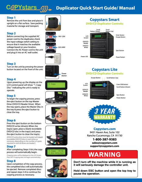 Copystars 1-10 24x burner SATA CD DVD Duplicator Copier DL disc