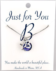 Starfish w/ purple colored button.  18" rhodium plated chain, silver tone.  
You choose your own initial in the box below. 