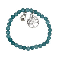Beaded aqua blue Tree of Life Family Tree Bracelet
