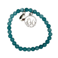 Beaded aqua blue Forest or Tree Stretch Bracelet