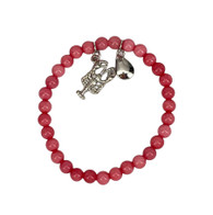 Pink Tone LOBSTER Beaded Stretch Bracelet NAUTICAL Jewelry 