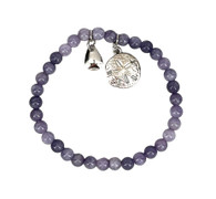 Beaded Purple Lavender SAND DOLLAR  STRETCH Bracelet BEACH Jewelry