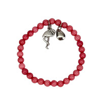 FLAMINGO BIRD Pink Tone Beaded Stretch Bracelet BEACH Jewelry 