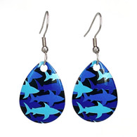 Shark Earrings Blue Ocean Swimming Shark Jewelry HandMADE