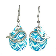 Blue Wave Ocean Cute Whale Earrings Summer Jewelry Cape Cod