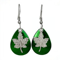 GREEN MAPLE  LEAF EARRINGS MAINE JEWELRY NATURE PIECE