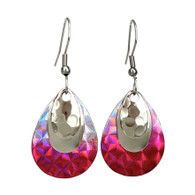 PINK SILVER IRIDESCENT EARRINGS EVERYDAY JEWELRY 