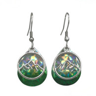 GREEN SILVER IRIDESCENT MOUNTAIN EARRINGS NATURE JEWELRY 