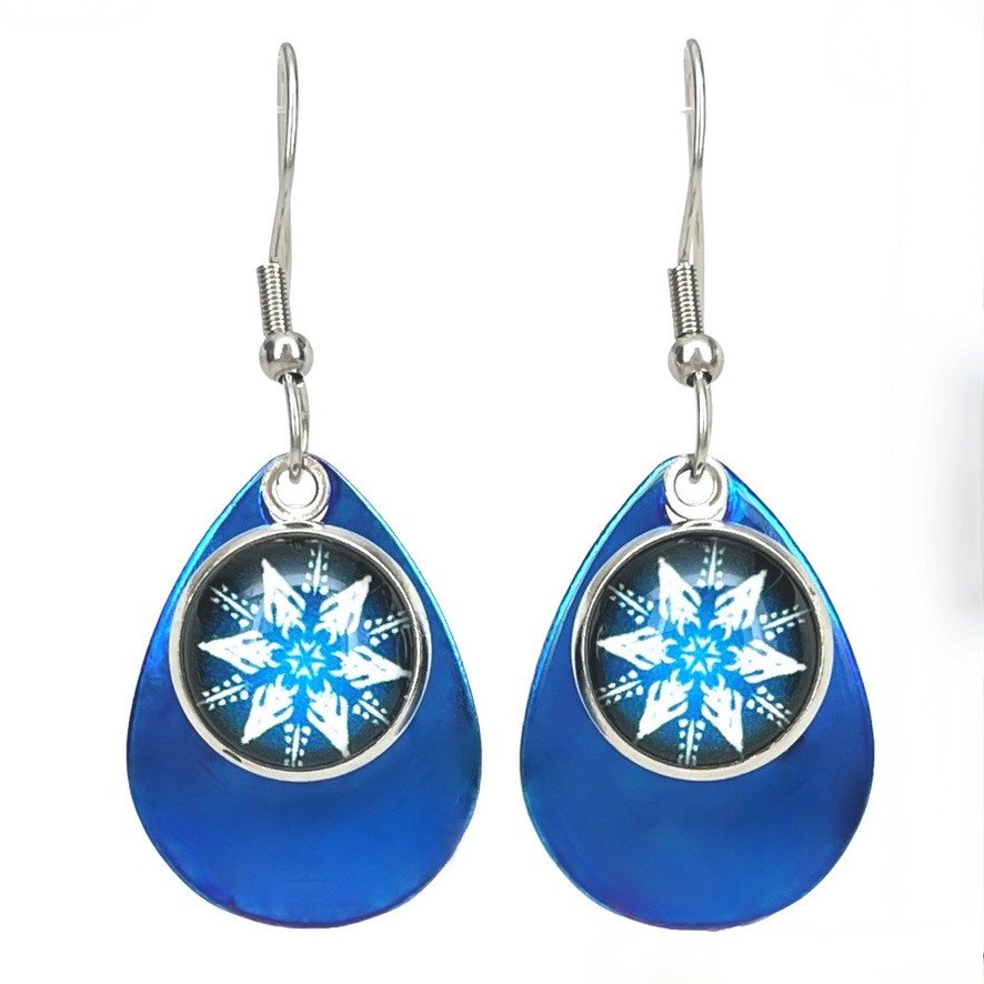 Blue snowflake earrings sale
