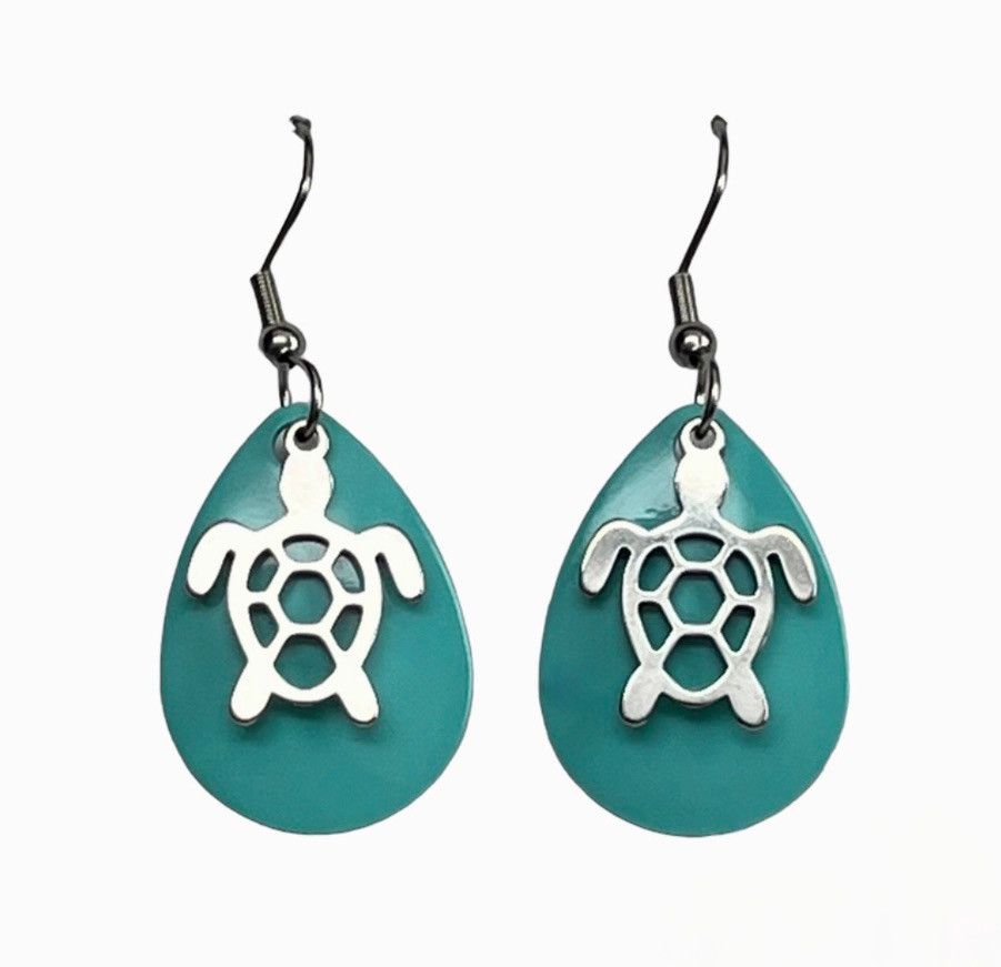 Turquoise turtle earrings on sale