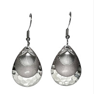 BLUSH TONE SCALLOP SEA SHELL EARRINGS HAMMERED SILVER 
