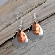 Two tone silver and copper earrings. 