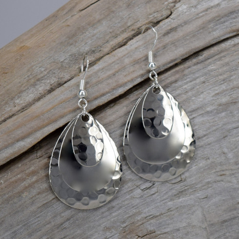 Larger size of silver on silver earrings. 