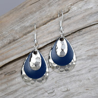 OCEAN BLUE EARRINGS WITH HAMMERED SILVER