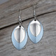 SEA BLUE EARRINGS WITH A SILVER ACCENT PIECE.
STERLING SILVER EAR WIRES.