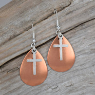 Cross earrings on copper. 