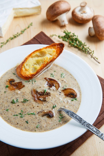 Creamy Roasted Mushroom and Brie Soup - (Free Recipe below)