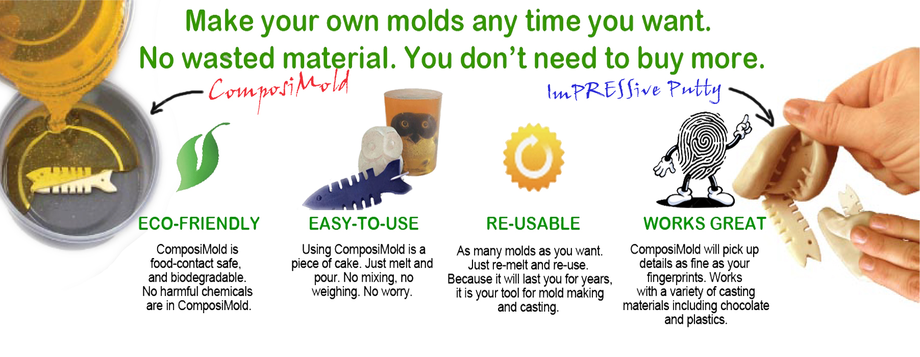 ComposiMold and ImPRESSive Putty Reusable Molding Materials