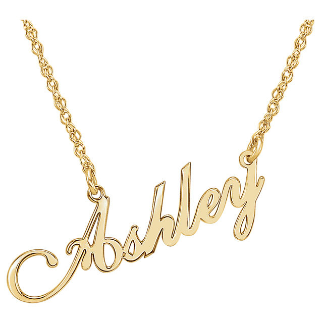 Script Nameplate Necklace In 10K Yellow 