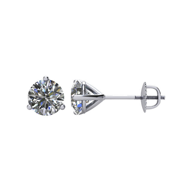 Diamond Si G H Round 3 Prong Stud Earrings In Platinum 1 5 Ct Tw
