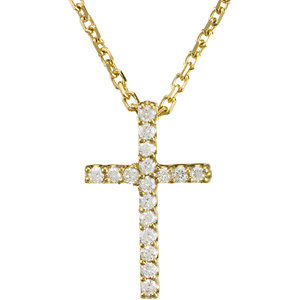 Diamond Cross Necklace In 14K Yellow 