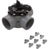 CUSTOM MOLDED PRODUCTS | COMPLETE GRAY PVC VALVE,3-WAY, 1-1/2 SLIP, 2 SPIGOT | 25933-201-000