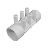 672-7930 Waterway Plastics | Manifold, PVC, Waterway, 2"S x 2"S x (6) 3/4"SB Ports