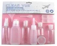      " Clear Vue Storage Solutions "           10 PC Reusable Bottles          F.A.A. Approved Model    12 PACK