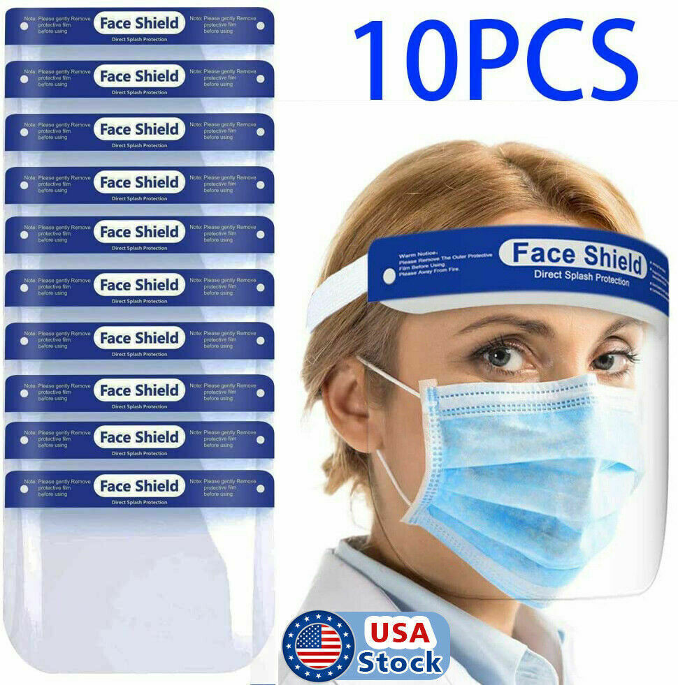 Safety Full Face Shield 10 PACK Reusable Protection Cover Anti-Splash Face Mask 