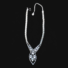 Unsigned Clear Rhinestone Diamond Marquis Pendant Necklace				