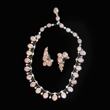 Signed KRAMER NY Pink "Netted" Necklace 2-Piece				 							