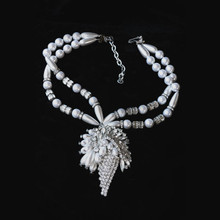 Signed TRIFARI Artisan White Faux Pearl Pendant Necklace				 							