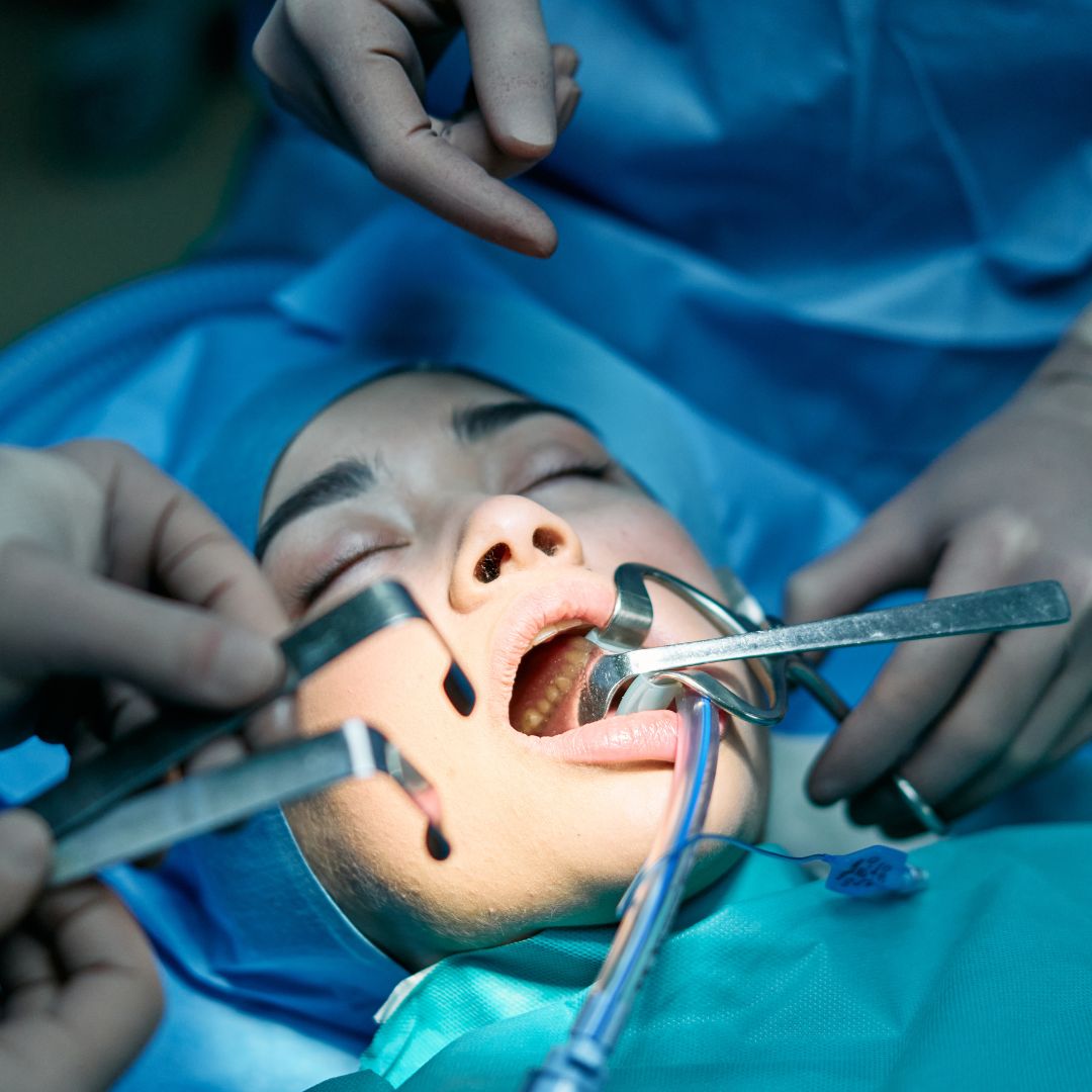 A patient being intubated