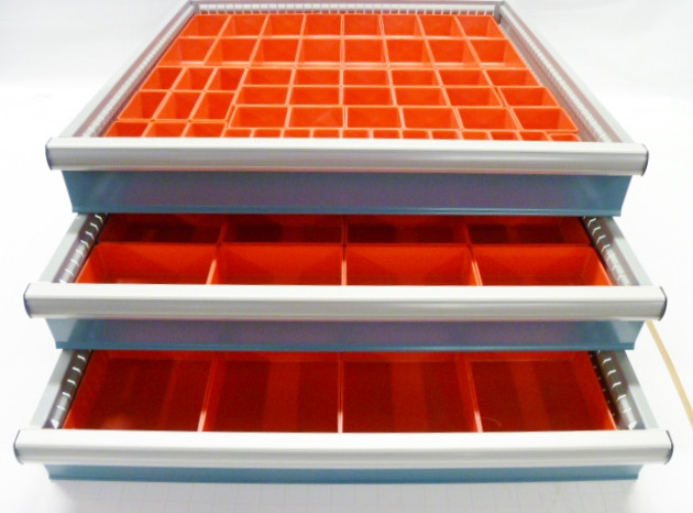 49 Schaller Red Plastic Boxes Fit Lista Vidmar & Lyon 1" HT Drawer Bin Cups for sale online 