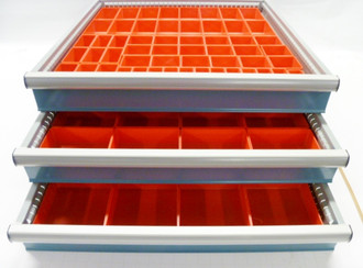 94 Piece Assorment of 2" Deep Red Plastic Boxes